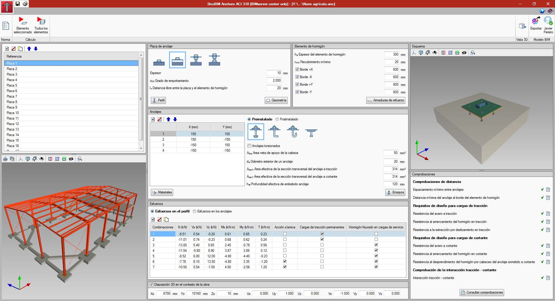 StruBIM Anchors ACI 318. Interfaz